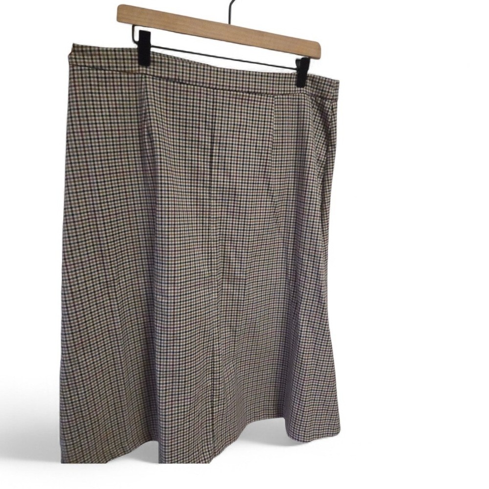 Treasure & Bond Women‎ Plaid Midi Skirt Brown Tan Check A-Line Plus Size 1X
